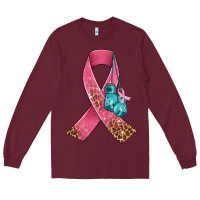 Burgundy cancer ribbon and boxing gloves Long Sleeve Tee - AdoDesignShop