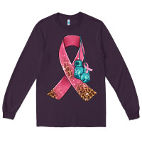 Plum cancer ribbon and boxing gloves Long Sleeve Tee - AdoDesignShop