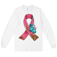 White cancer ribbon and boxing gloves Long Sleeve Tee - AdoDesignShop