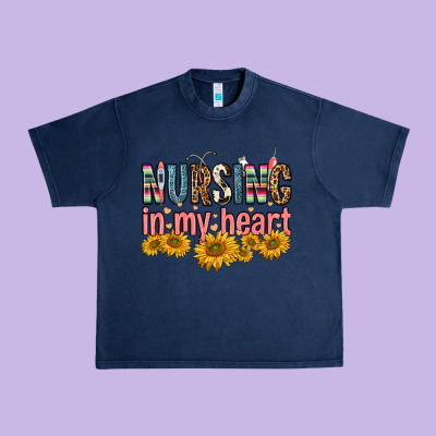 Nursing In My Heart Urban Heavy Tee Designed By Fadigitalartstudio