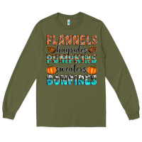 Army Green Flannels Hayrides Pumpkins Sweaters Bonfires Long Sleeve Tee - Artiststas