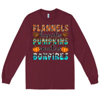 Burgundy Flannels Hayrides Pumpkins Sweaters Bonfires Long Sleeve Tee - Artiststas