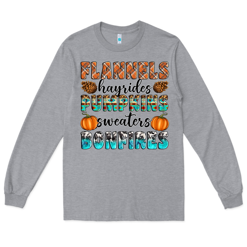 Flannels Hayrides Pumpkins Sweaters Bonfires Long Sleeve Tee by Artiststas | Teevron