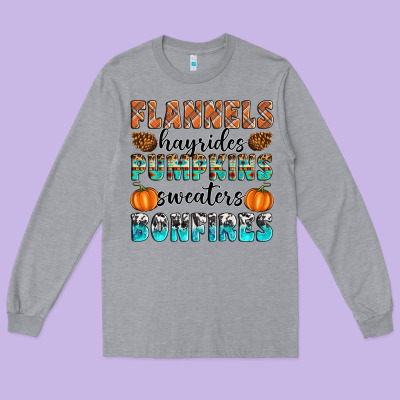 Flannels Hayrides Pumpkins Sweaters Bonfires Long Sleeve Tee Designed By Artiststas