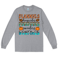 Heather Grey Flannels Hayrides Pumpkins Sweaters Bonfires Long Sleeve Tee - Artiststas