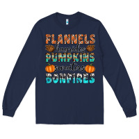 Navy Flannels Hayrides Pumpkins Sweaters Bonfires Long Sleeve Tee - Artiststas