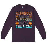 Plum Flannels Hayrides Pumpkins Sweaters Bonfires Long Sleeve Tee - Artiststas