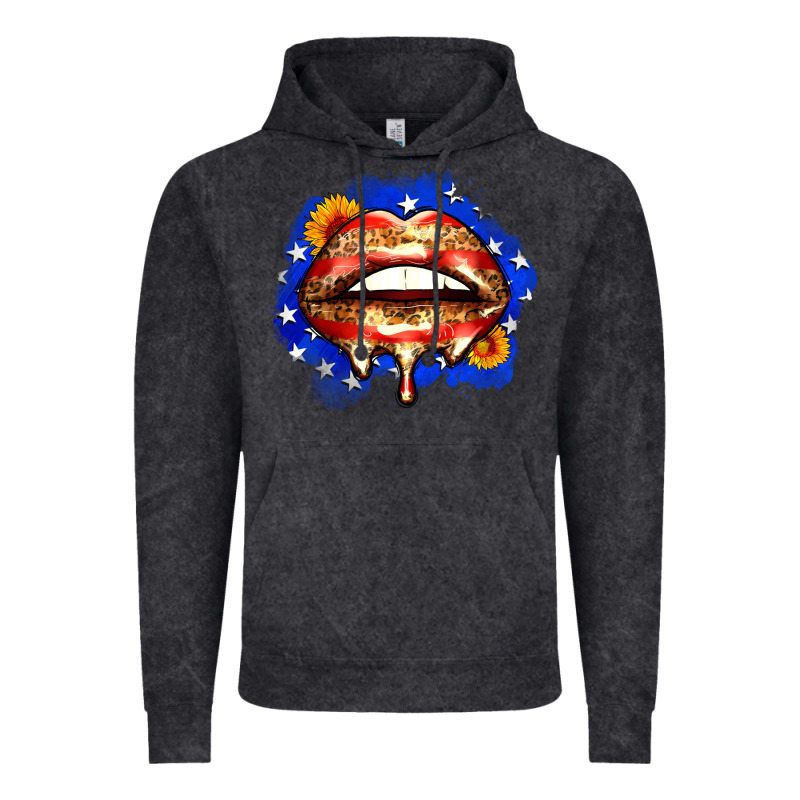 Leopard American Flag Lips Vintage Hoodie by Zillion Design Studio | Teevron