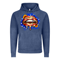 Vintage Denim leopard american flag lips Vintage Hoodie - Zillion Design Studio