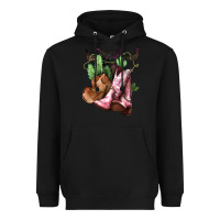 Black cowgirl boots hat horns cactus Heavyweight Hoodie - NancyCooperArtShop