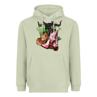 Matcha cowgirl boots hat horns cactus Heavyweight Hoodie - NancyCooperArtShop