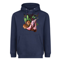 Navy cowgirl boots hat horns cactus Heavyweight Hoodie - NancyCooperArtShop