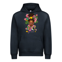 Navy July Girl Afro Woman Summer Urban Hoodie - texasbilliewilder