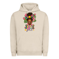 Pigment French Oak July Girl Afro Woman Summer Urban Hoodie - texasbilliewilder