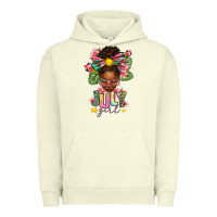 Pigment Pistachio July Girl Afro Woman Summer Urban Hoodie - texasbilliewilder