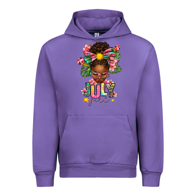 July Girl Afro Woman Summer Urban Hoodie by texasbilliewilder | Teevron