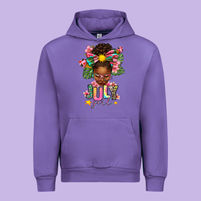 July Girl Afro Woman Summer Urban Hoodie Designed By Texasbilliewilder