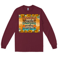Burgundy Flannes Hayrides Sweaters Bonfires Long Sleeve Tee - Artiststas