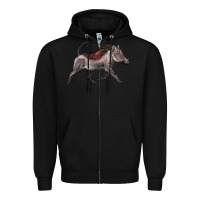 Black Warthog Illustrations Zipper Hoodie - LillyAllenDesigns