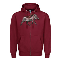 Burgundy Warthog Illustrations Zipper Hoodie - LillyAllenDesigns