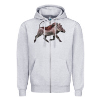 Heather Grey Warthog Illustrations Zipper Hoodie - LillyAllenDesigns