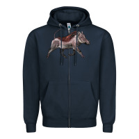 Navy Warthog Illustrations Zipper Hoodie - LillyAllenDesigns