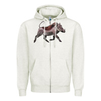 Oatmeal Heather Warthog Illustrations Zipper Hoodie - LillyAllenDesigns
