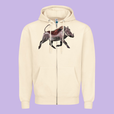Warthog Illustrations Zipper Hoodie Designed By Lillyallendesigns