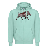 Seafoam Warthog Illustrations Zipper Hoodie - LillyAllenDesigns