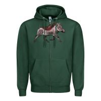Sports Green Warthog Illustrations Zipper Hoodie - LillyAllenDesigns