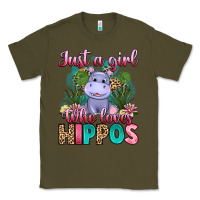 Army Green just a girl who loves hippos Classic Tee - Artiststas