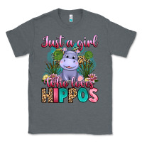 Charcoal Heather just a girl who loves hippos Classic Tee - Artiststas
