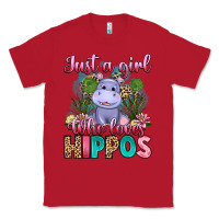 Red just a girl who loves hippos Classic Tee - Artiststas