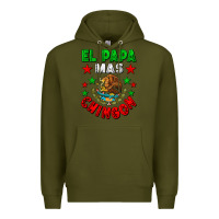 Army Green El Papa Mas Chingon Mexican Flag Premium Hoodie - LillyAllenDesigns