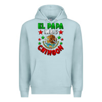 Blue Mist El Papa Mas Chingon Mexican Flag Premium Hoodie - LillyAllenDesigns