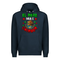 Navy El Papa Mas Chingon Mexican Flag Premium Hoodie - LillyAllenDesigns
