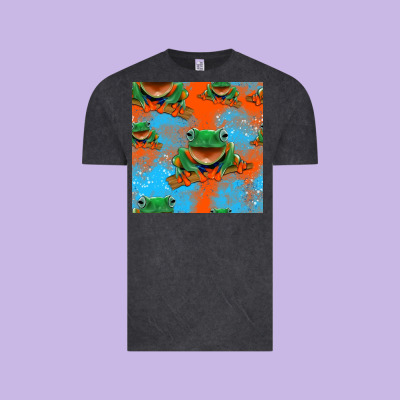 Funny Frogs Seamless Pattern Vintage Tee Designed By Hra Design Shop