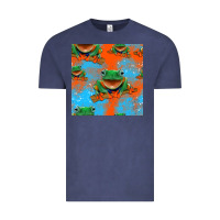 Vintage Denim funny frogs seamless pattern Vintage Tee - HRA Design Shop