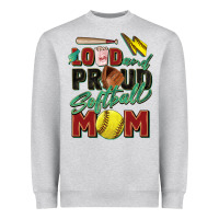 Heather Grey loud and proud softball mom Heavyweight Sweatshirt - Zillion Design Studio