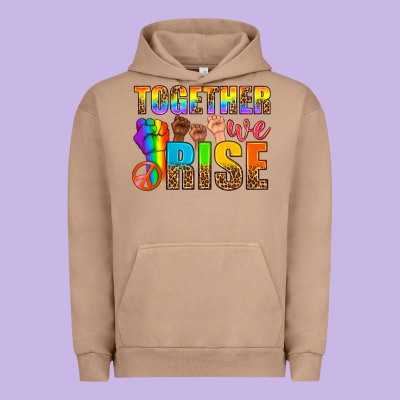 Lgbtq+ Together We Rise Urban Hoodie Designed By Nancycooperartshop