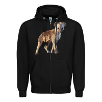 Black Baby Hyena Illustrations Zipper Hoodie - LillyAllenDesigns