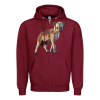 Burgundy Baby Hyena Illustrations Zipper Hoodie - LillyAllenDesigns