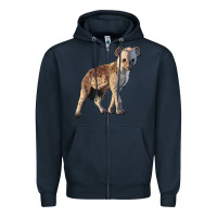 Navy Baby Hyena Illustrations Zipper Hoodie - LillyAllenDesigns