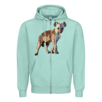 Seafoam Baby Hyena Illustrations Zipper Hoodie - LillyAllenDesigns