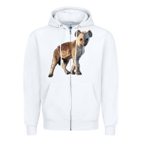 White Baby Hyena Illustrations Zipper Hoodie - LillyAllenDesigns