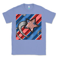 Colony Blue stripes & stars seamless pattern Classic Tee - BundleAndBundleShop