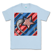 Dusty Blue stripes & stars seamless pattern Classic Tee - BundleAndBundleShop