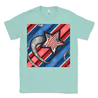 Seafoam stripes & stars seamless pattern Classic Tee - BundleAndBundleShop