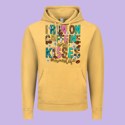 I Run On Caffeine And Kisses Mothers Day Vintage Hoodie Designed By Texasbilliewilder