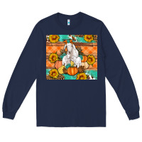 Navy Goat family fall pumpkins gemstone Long Sleeve Tee - Artiststas